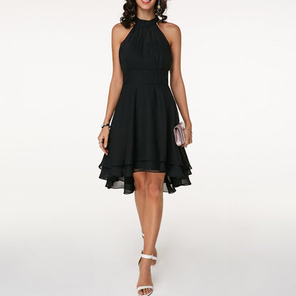 Robe à Volants Superposés à Col Halter Chic pour Femme
