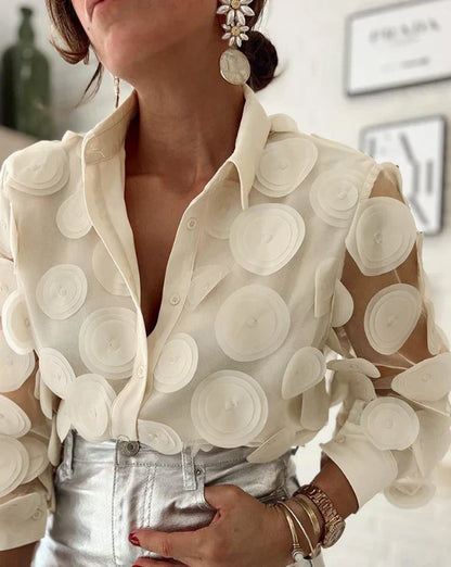 Océane Dubois® | Séduisante blouse en résille à motifs
