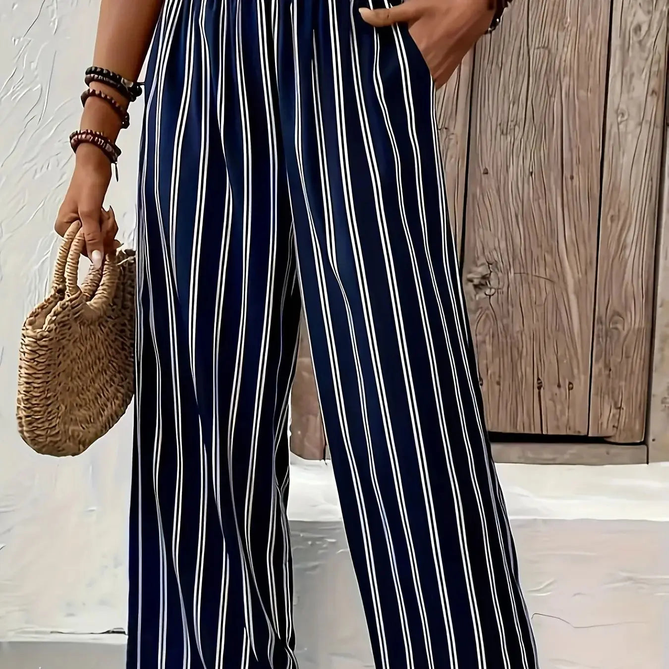 Abby | Pantalon Chic à Rayures avec Jambes Amples