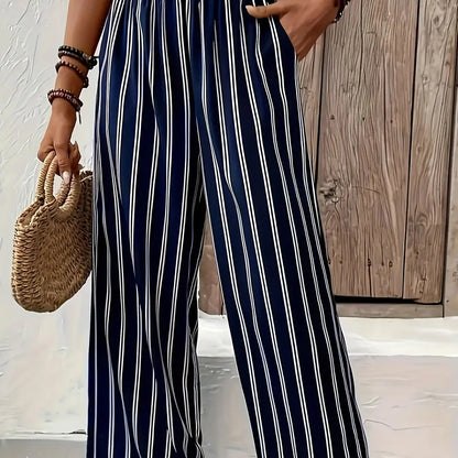 Abby | Pantalon Chic à Rayures avec Jambes Amples