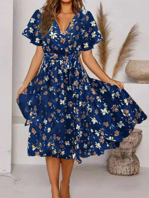 Evy | Élégante robe midi à imprimé floral romantique