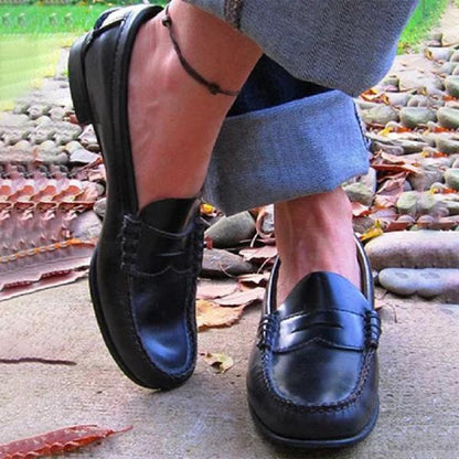 Chaussures Plates En Cuir Confortables Femme