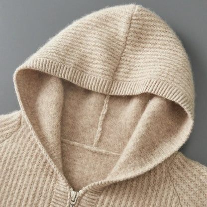 Sweat à capuche zippé en cachemire