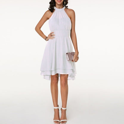 Robe à Volants Superposés à Col Halter Chic pour Femme