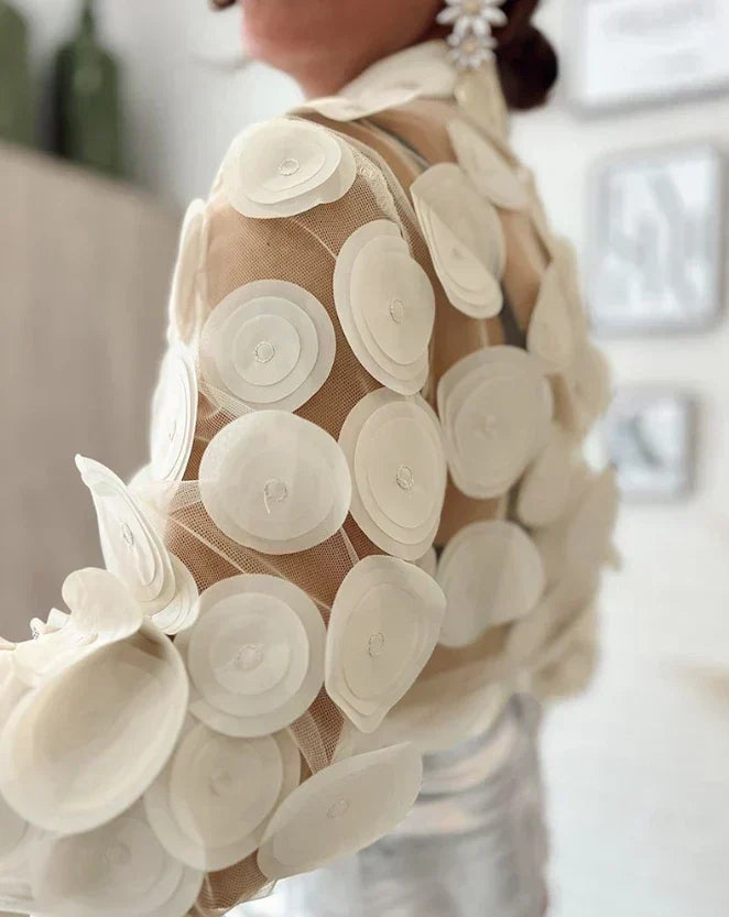 Océane Dubois® | Séduisante blouse en résille à motifs