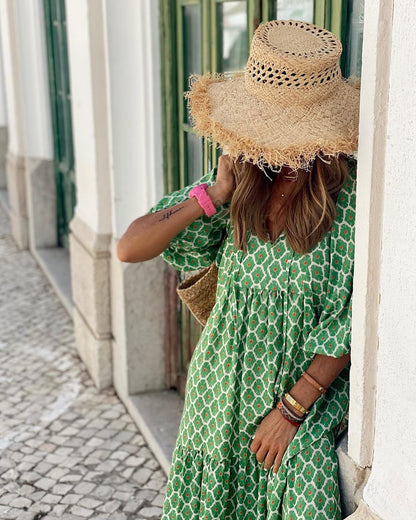 Robe Maxi Bohème Imprimée Colorée Chic Femme