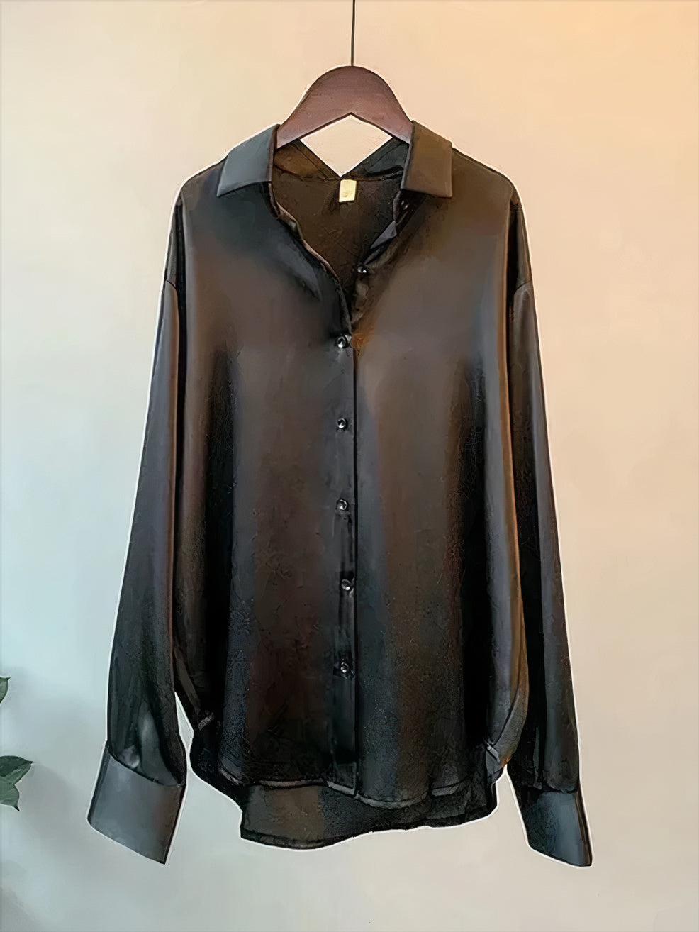 Blouse Satin Boutonnée Manches Longues Femme