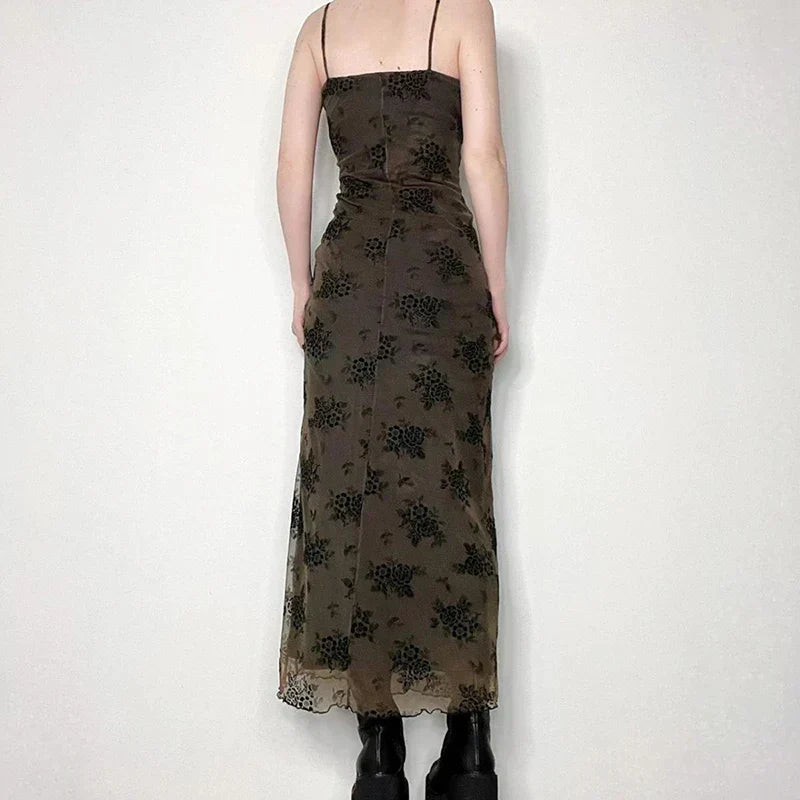 Pauline Laurent® | Robe vintage en dentelle florale avec superposition transparente