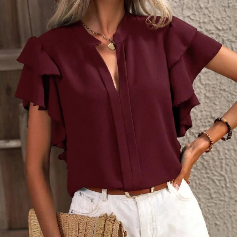 Amira | Blouse Chic avec Manches Décorées