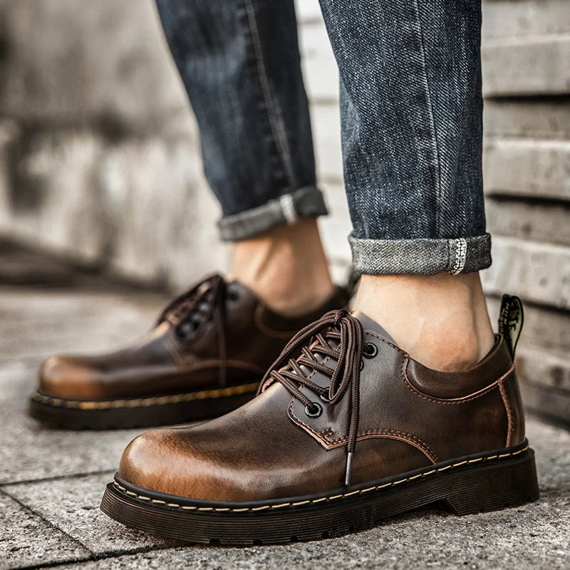 Bottes En Cuir À Lacets Rembourrées Pour Hommes