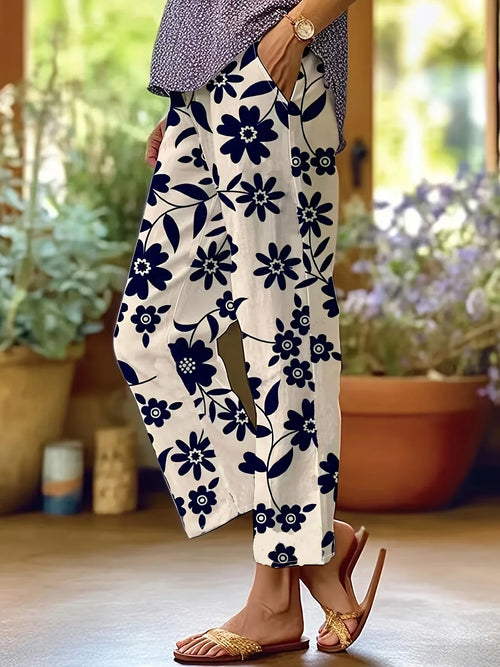 Lavina | Pantalon large à motif floral chic