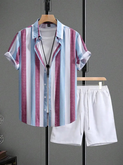 Ensemble Plage Vintage Imprimé Multi Motifs pour Homme