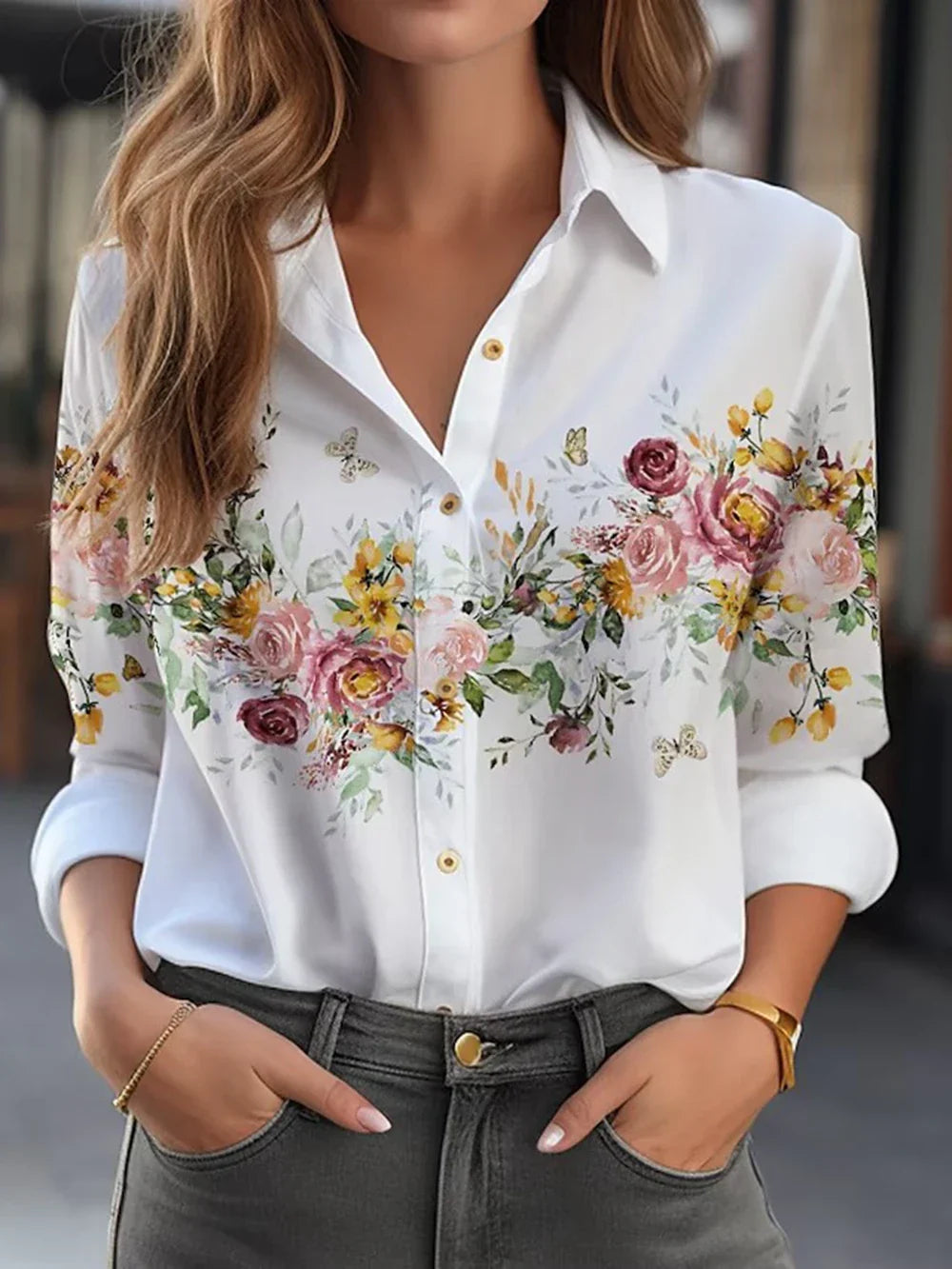 Regine | Élégante blouse à motif floral