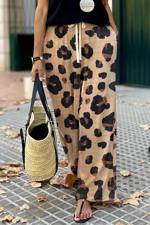 Pantalon large avec imprimé léopard