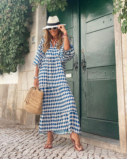 Robe Maxi Bohème Imprimée Colorée Chic Femme