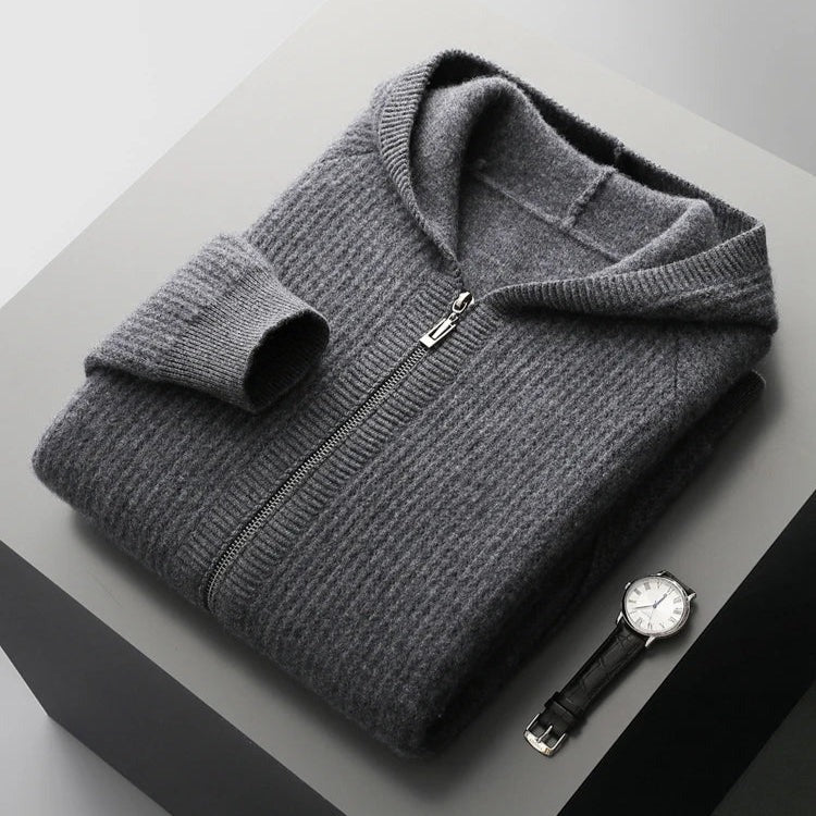 Sweat à capuche zippé en cachemire