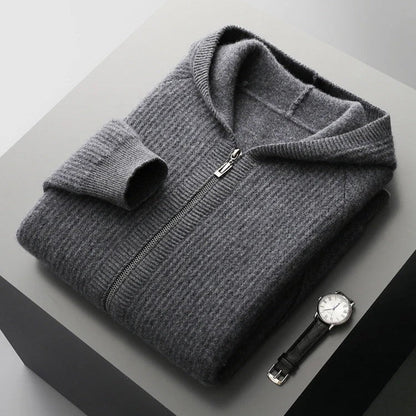 Sweat à capuche zippé en cachemire