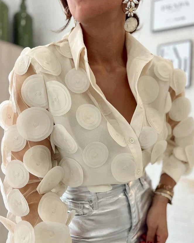 Océane Dubois® | Séduisante blouse en résille à motifs