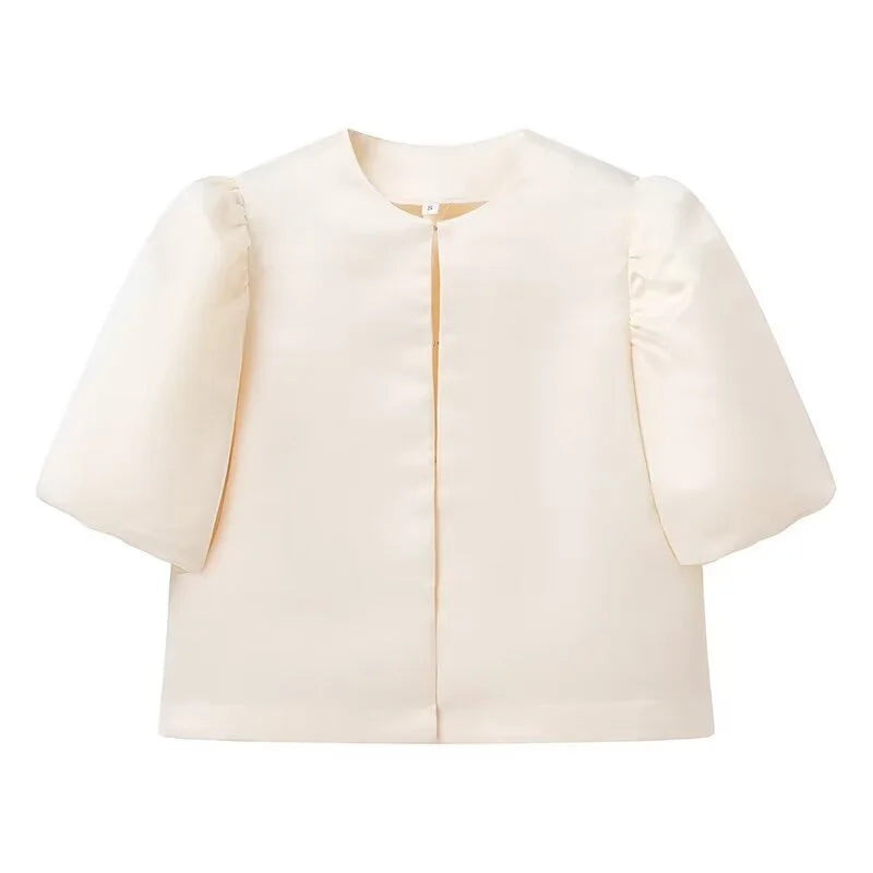 Océane Dubois® | Chemise élégante pour femme à manches courtes bouffantes