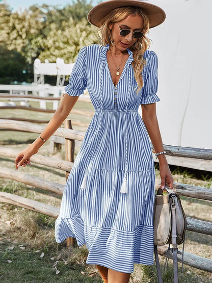 Laureen | Élégante robe à rayures