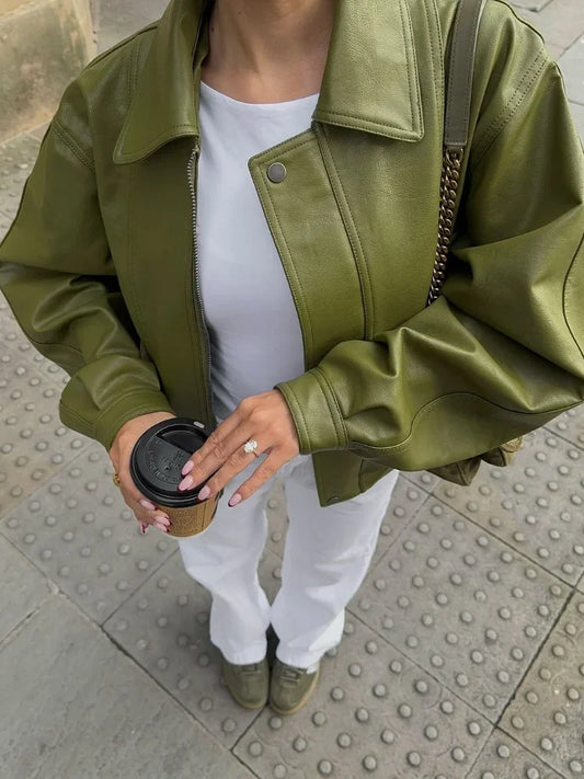 SIMONE™ | Veste en Cuir Oversized