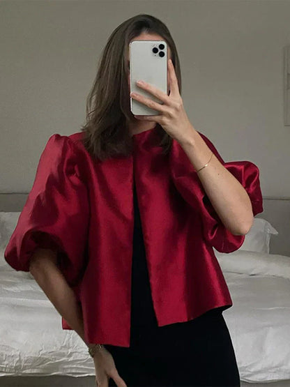 Océane Dubois® | Chemise élégante pour femme à manches courtes bouffantes