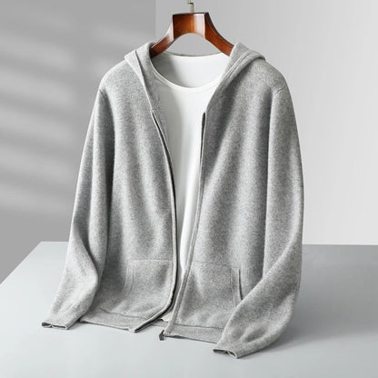 Sweat à capuche zippé en cachemire