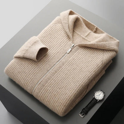 Sweat à capuche zippé en cachemire