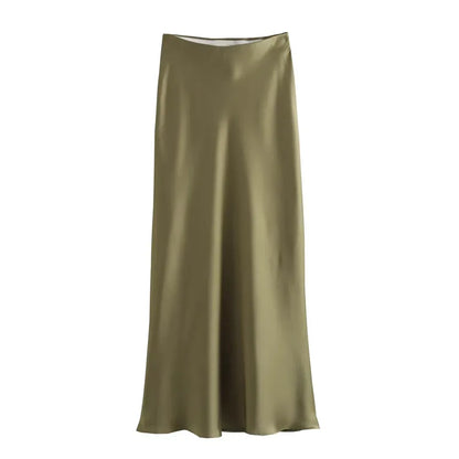Drew | Jupe midi en satin classique au style luxueux