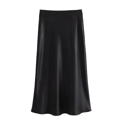 Drew | Jupe midi en satin classique au style luxueux