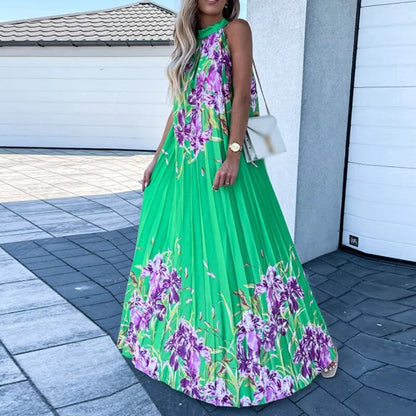 Pauline Laurent® | Maxi-robe fleurie à plis plissés