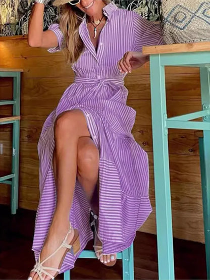 Janice | Élégante robe maxi à rayures