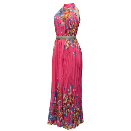 Pauline Laurent® | Maxi-robe fleurie à plis plissés