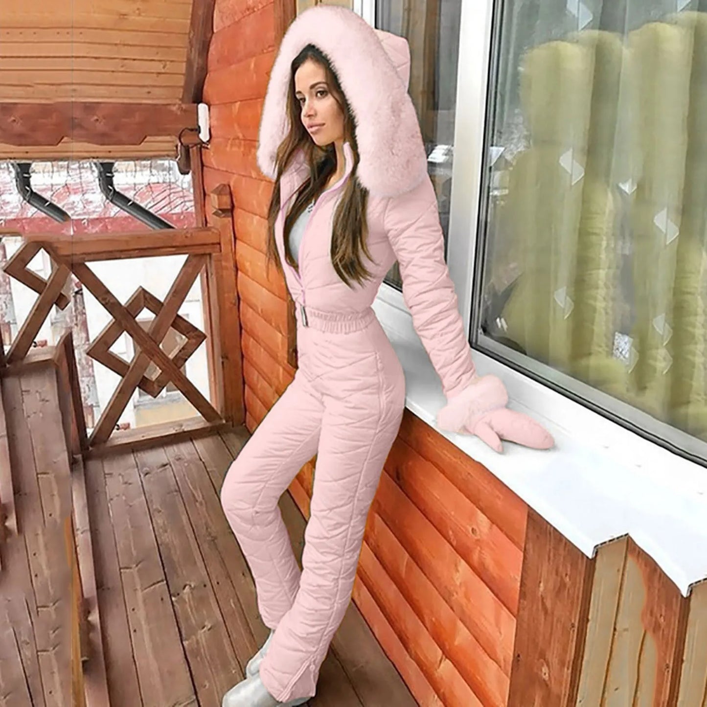 Combinaison Hivernale Matelassée de Luxe pour Femmes avec Fourrure