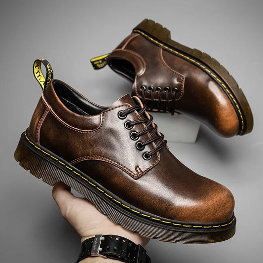 Bottes En Cuir À Lacets Rembourrées Pour Hommes