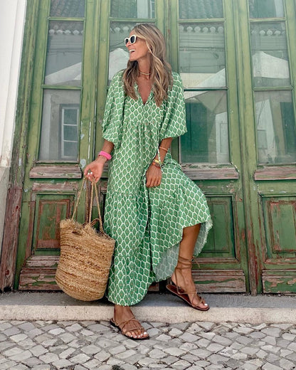 Robe Maxi Bohème Imprimée Colorée Chic Femme