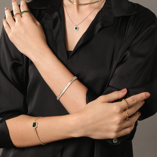 Alice Leroy® | Bracelet Tennis Emerald 14K plaqué or