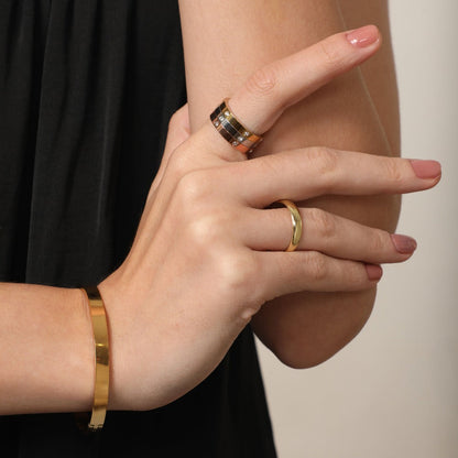 Léa Blanchet® | Element Gravure Bracelet-jonc plaqué or 14 carats