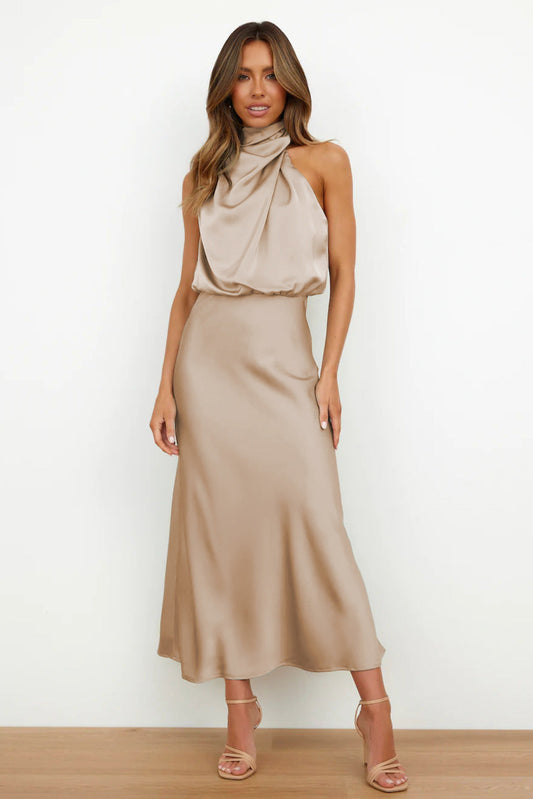 Valeria™ | Long Halter Neck Dress
