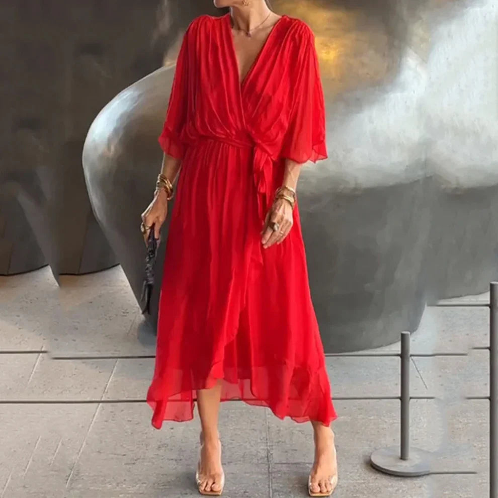 Robe d'été élégante à col en V