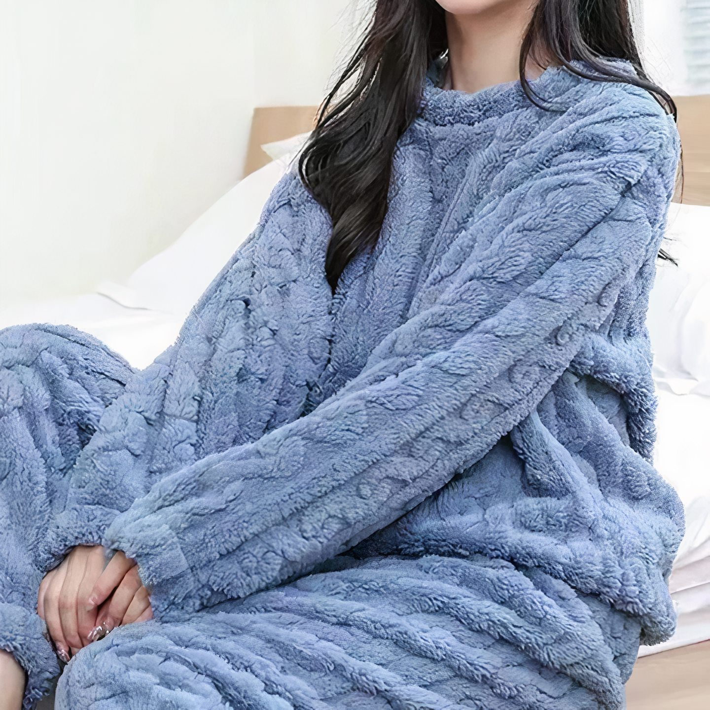 Pyjama Femme Doux Confort Deux Pièces Tricoté Ensemble
