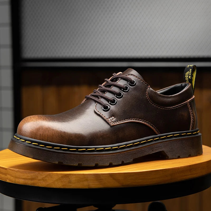 Bottes En Cuir À Lacets Rembourrées Pour Hommes
