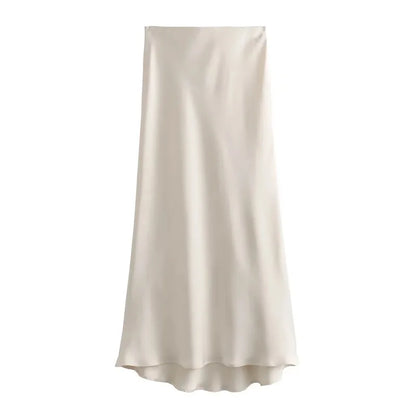 Drew | Jupe midi en satin classique au style luxueux
