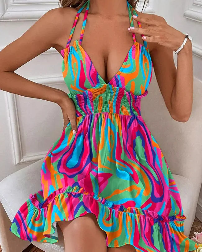 Robe d'été chic sans manches pour femmes