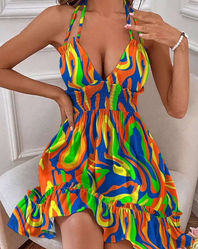 Robe d'été chic sans manches pour femmes