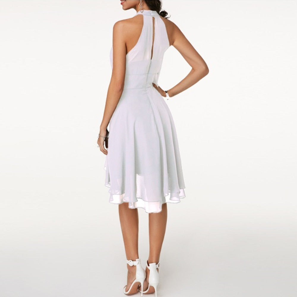 Robe à Volants Superposés à Col Halter Chic pour Femme