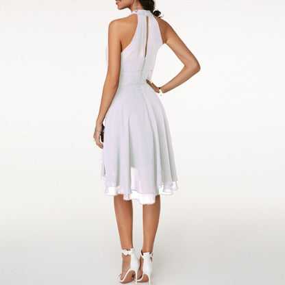 Robe à Volants Superposés à Col Halter Chic pour Femme