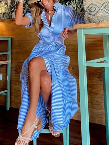 Janice | Élégante robe maxi à rayures