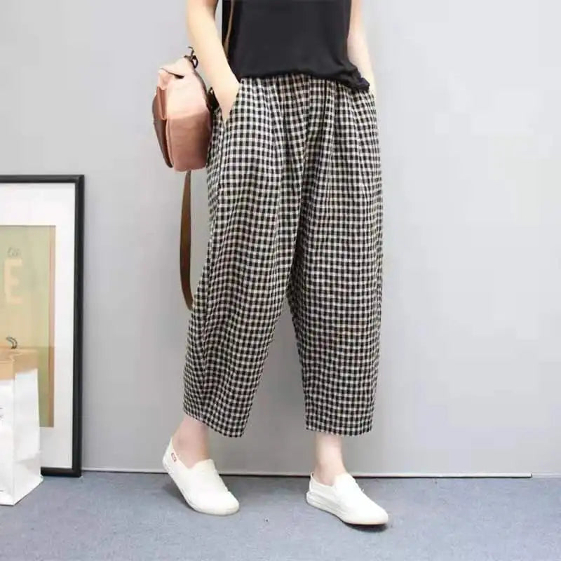 Pantalon d'été à carreaux