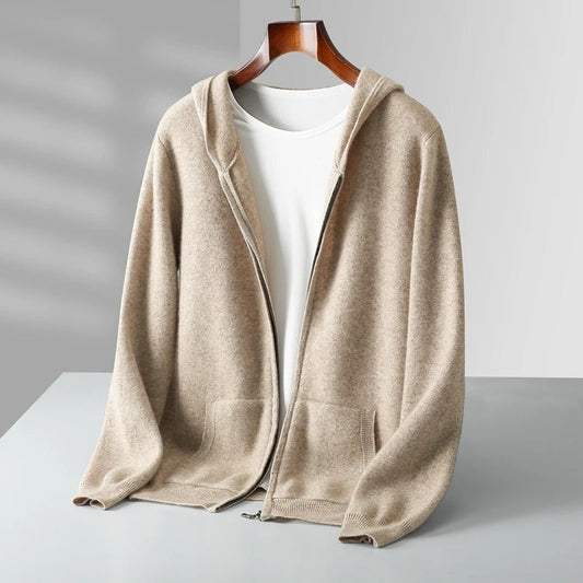 Sweat à capuche zippé en cachemire